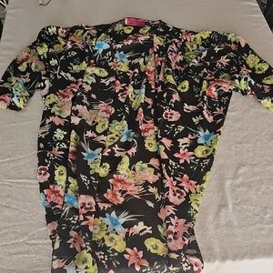 Floral Women's Cover Up Light Top - Black Multicolor BooHoo S/M